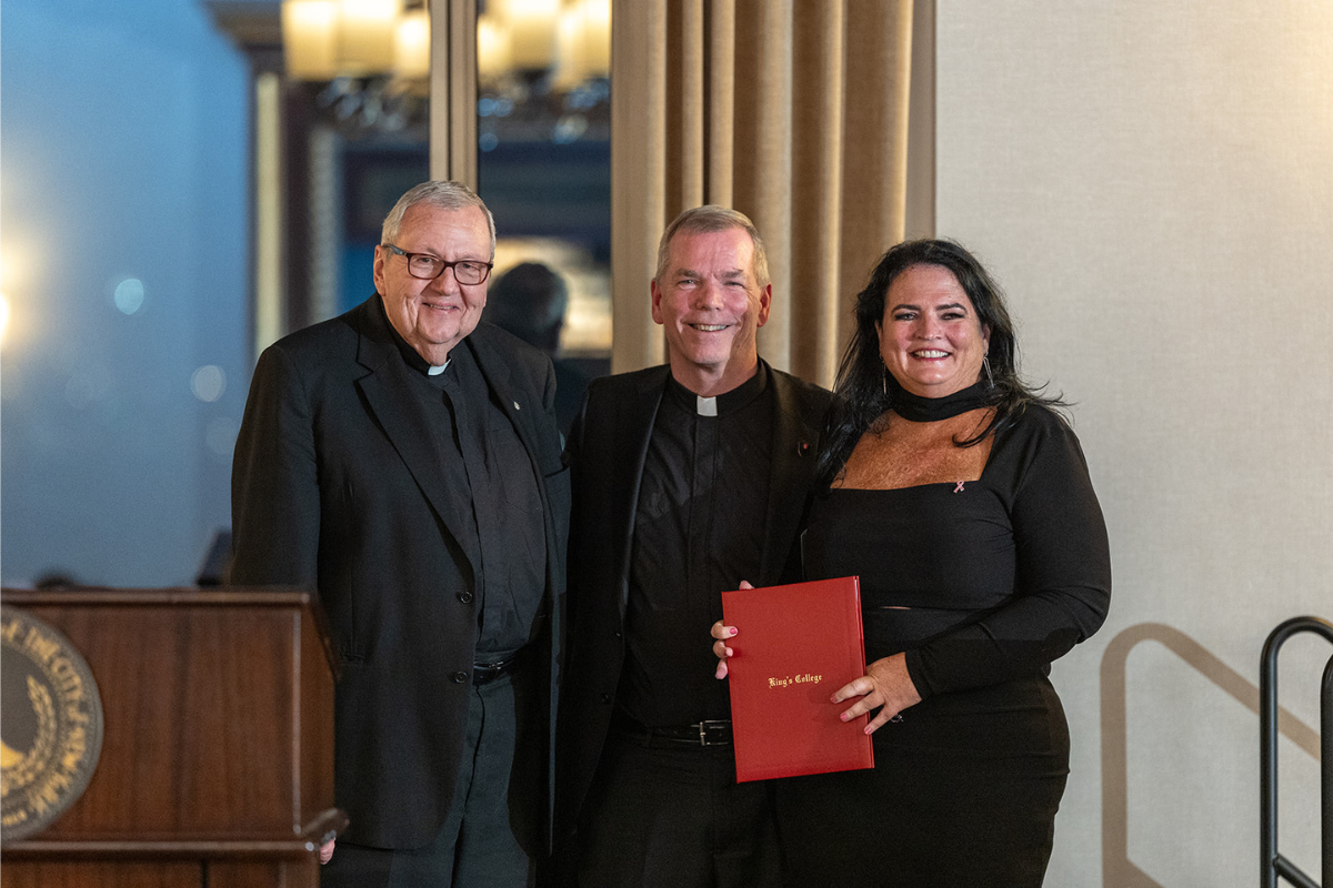 Rev Lackenmier, President Looney, Maureen Hanlon