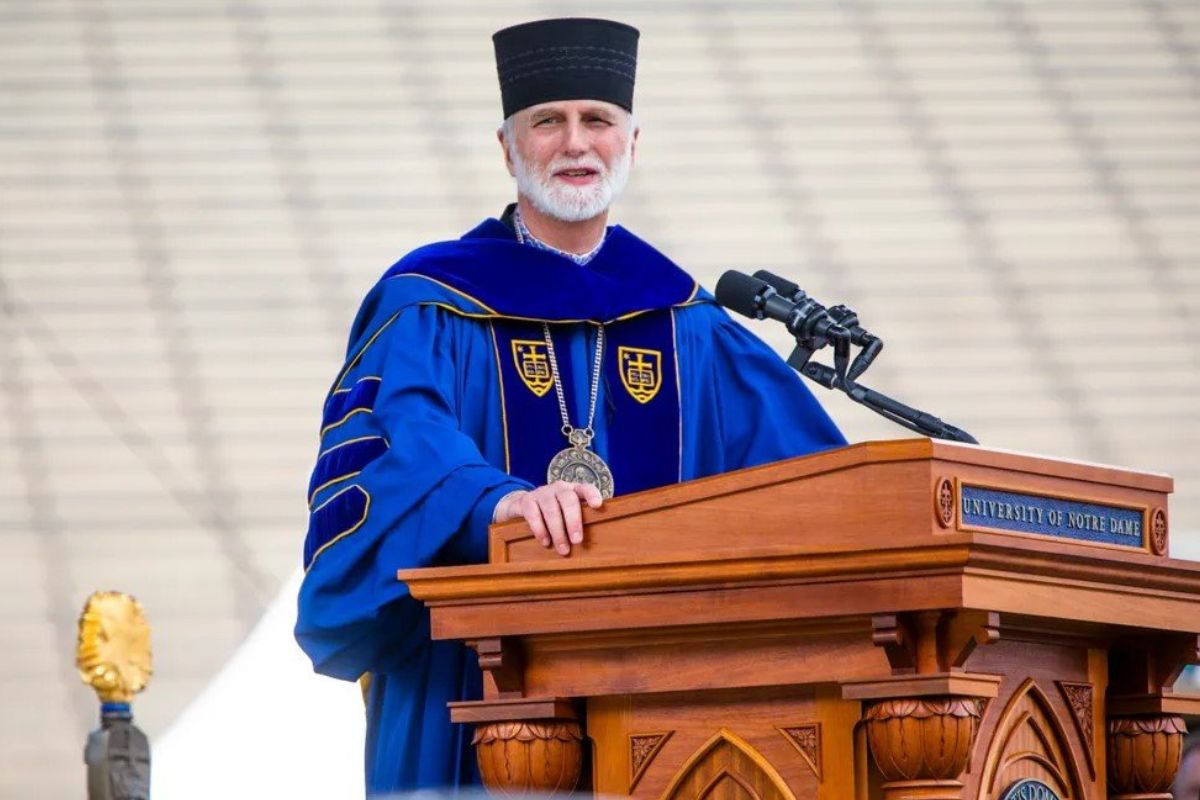 Archbishop speaking at Notre Dame