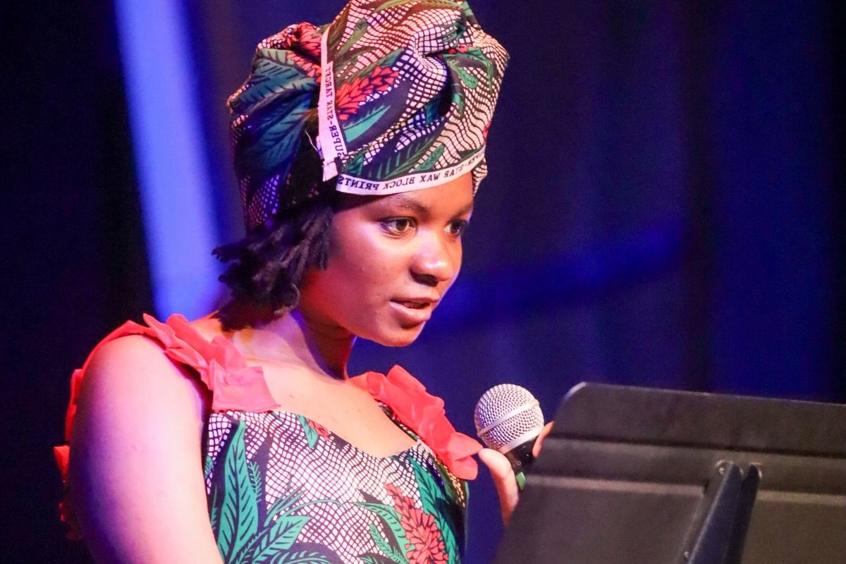 Clementine Mwefu gives spoken word performance