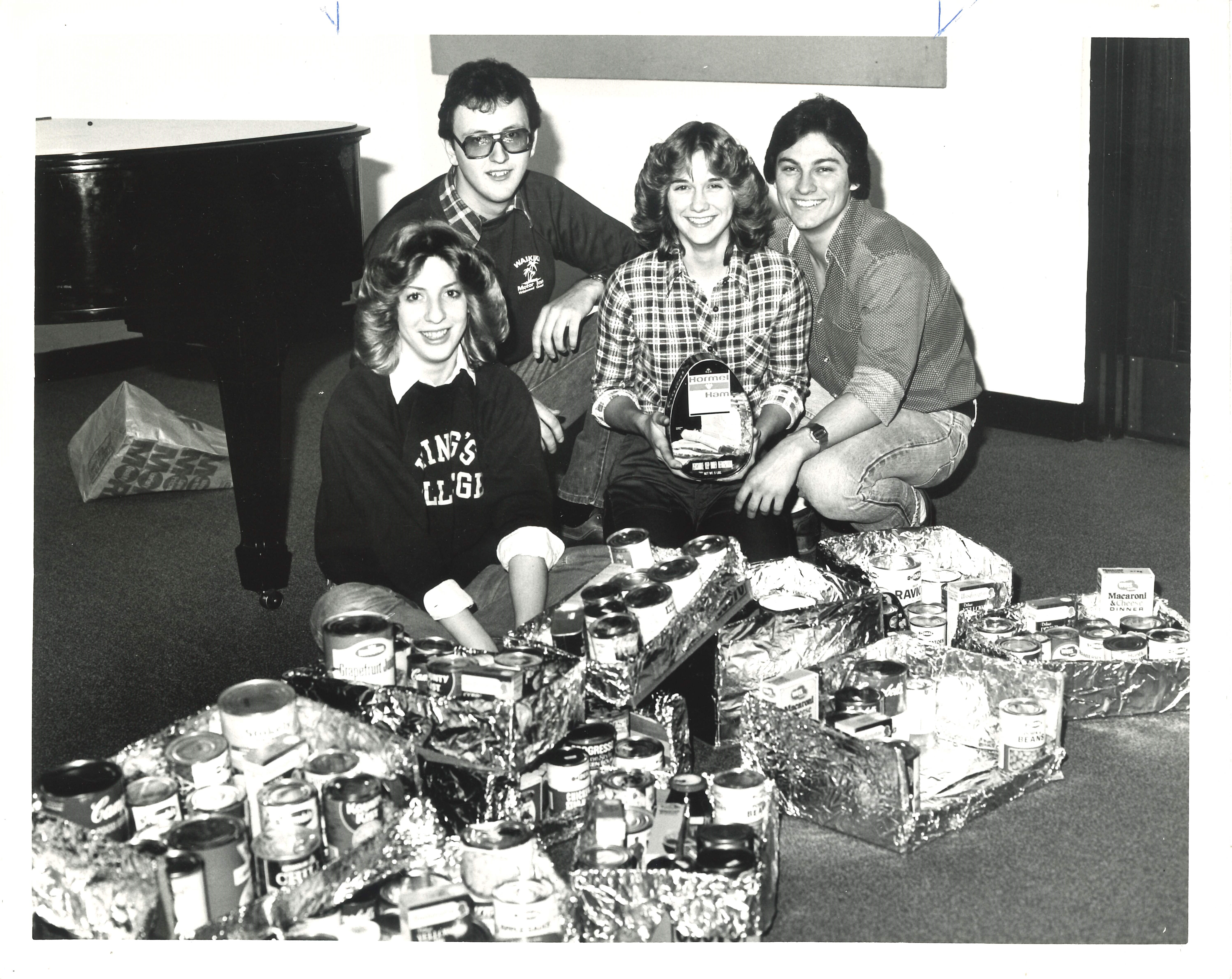 Students participate in a food drive in the 1980s.